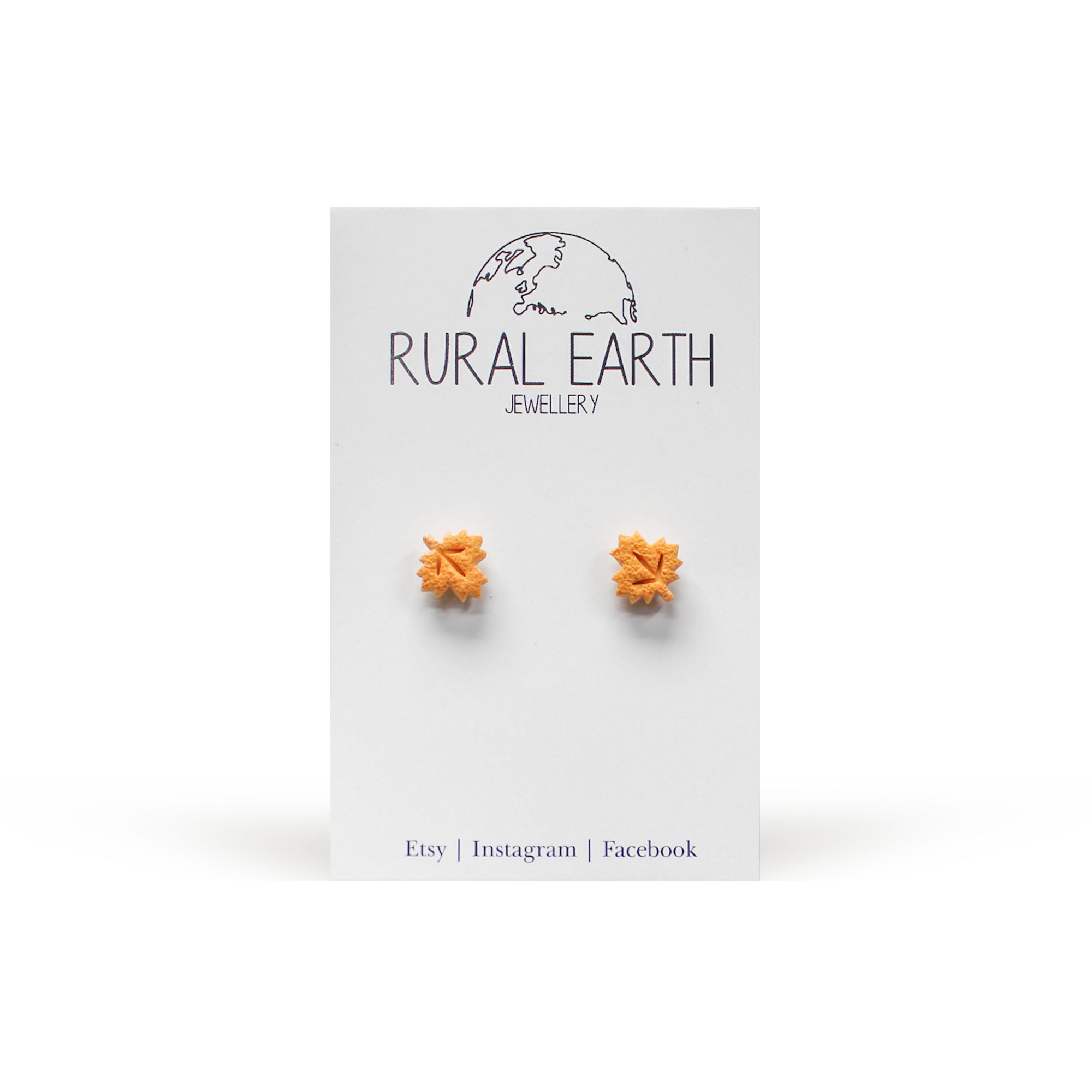 Rural Earth Orange Leaf Stud Earrings