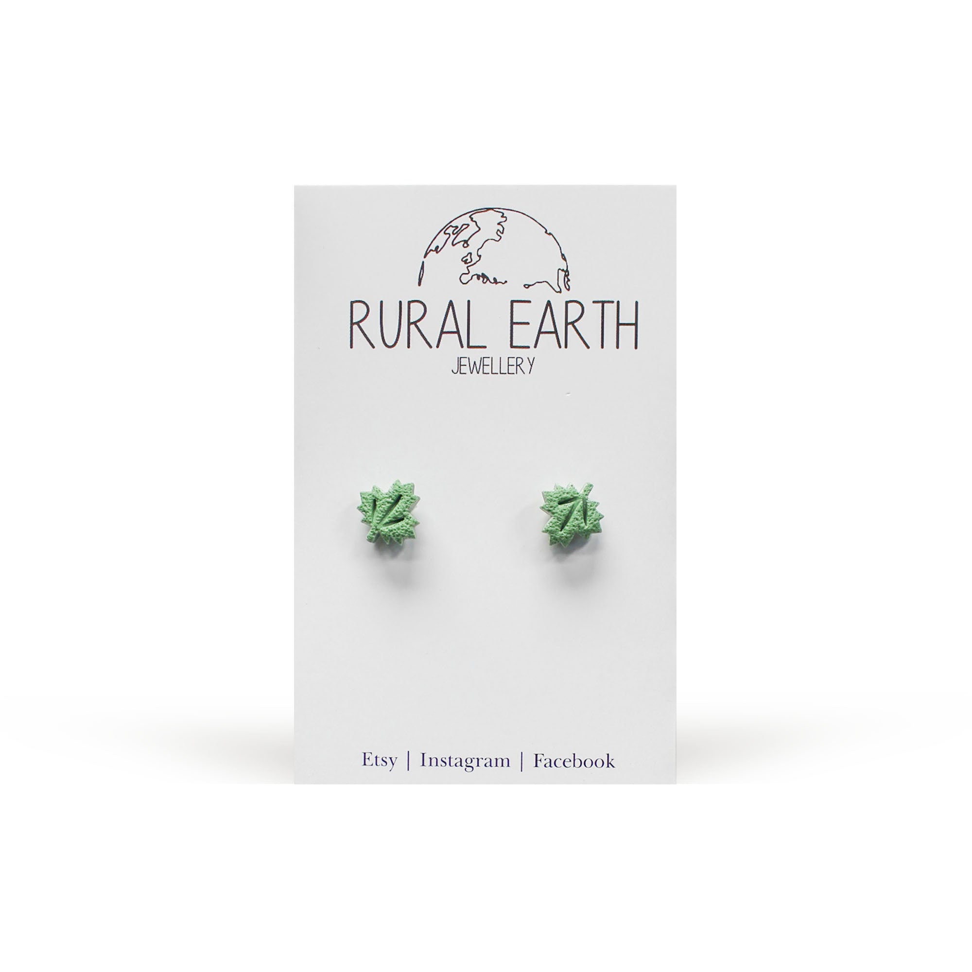 Rural Earth Green Leaf Stud Earrings