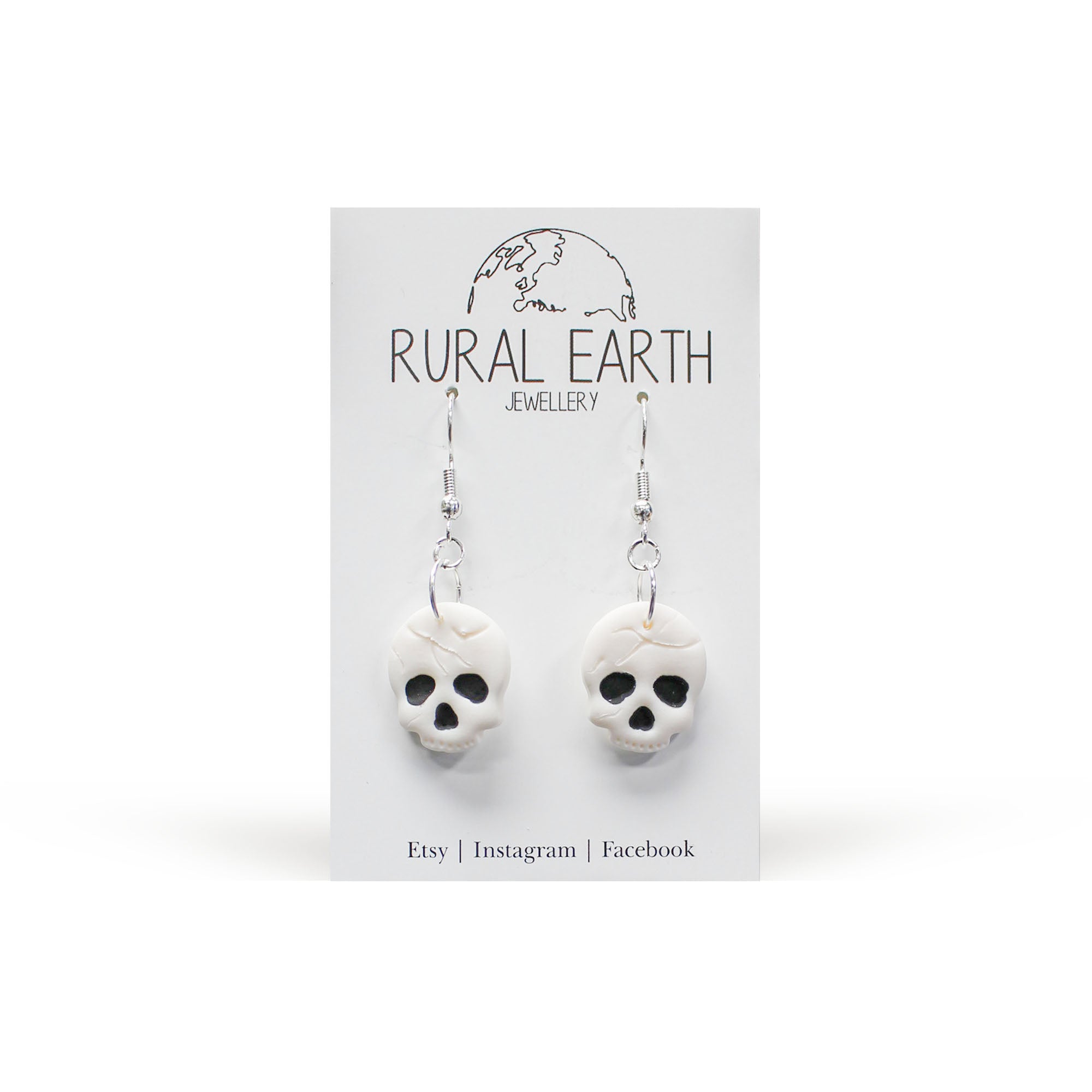 Rural Earth Skull Drop Earrings