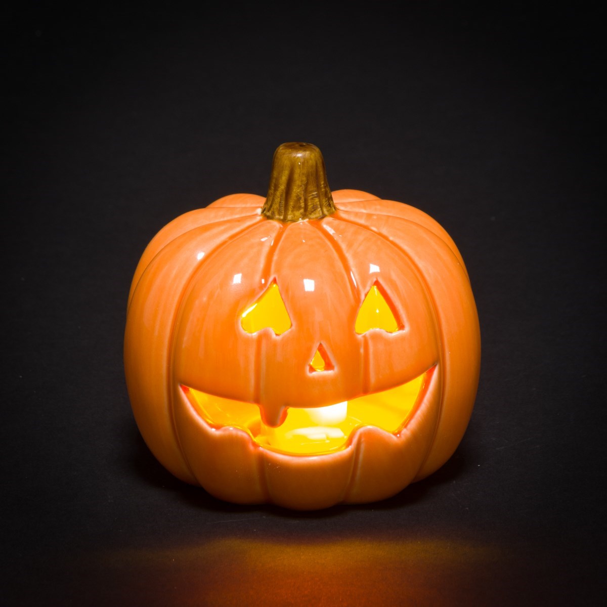 Ceramic Halloween Pumpkin Battery Operated