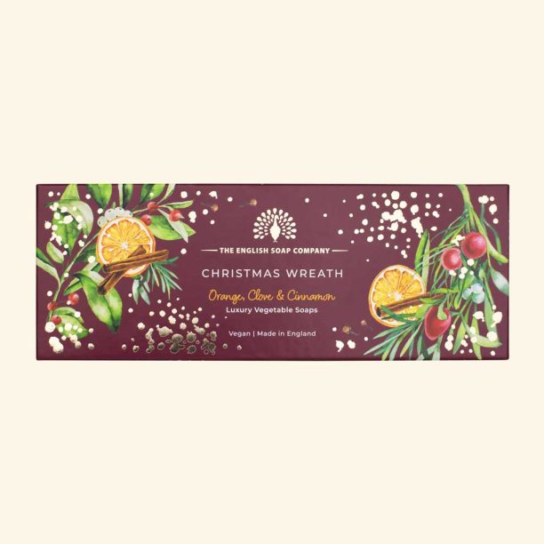 The English Soap Company Christmas Tidings Christmas Wreath Triple Soap Gift Box