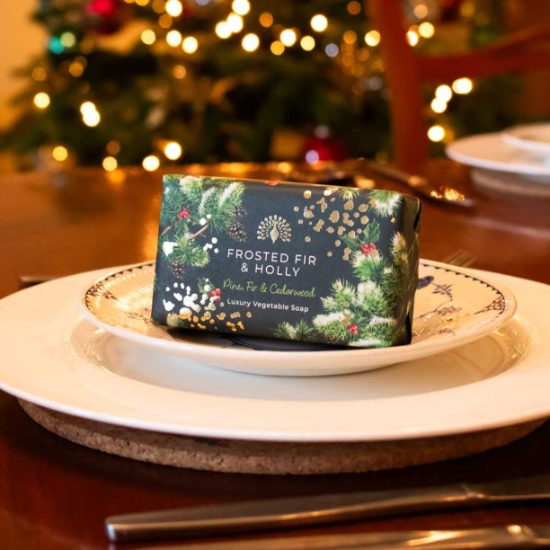 The English Soap Company Christmas Tidings Frosted Fir and Holly Soap