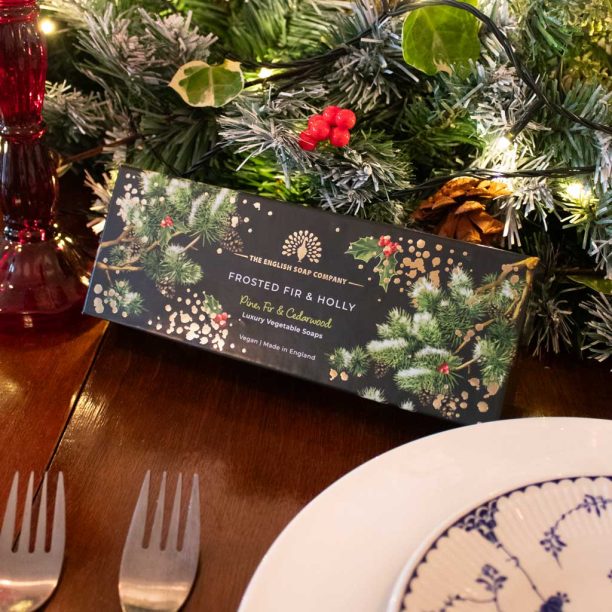 The English Soap Company Christmas Tidings Frosted Fir and Holly Triple Soap Gift Box