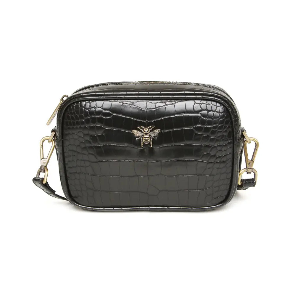 Alice Wheeler Mini Crossbody Bag Black Croc