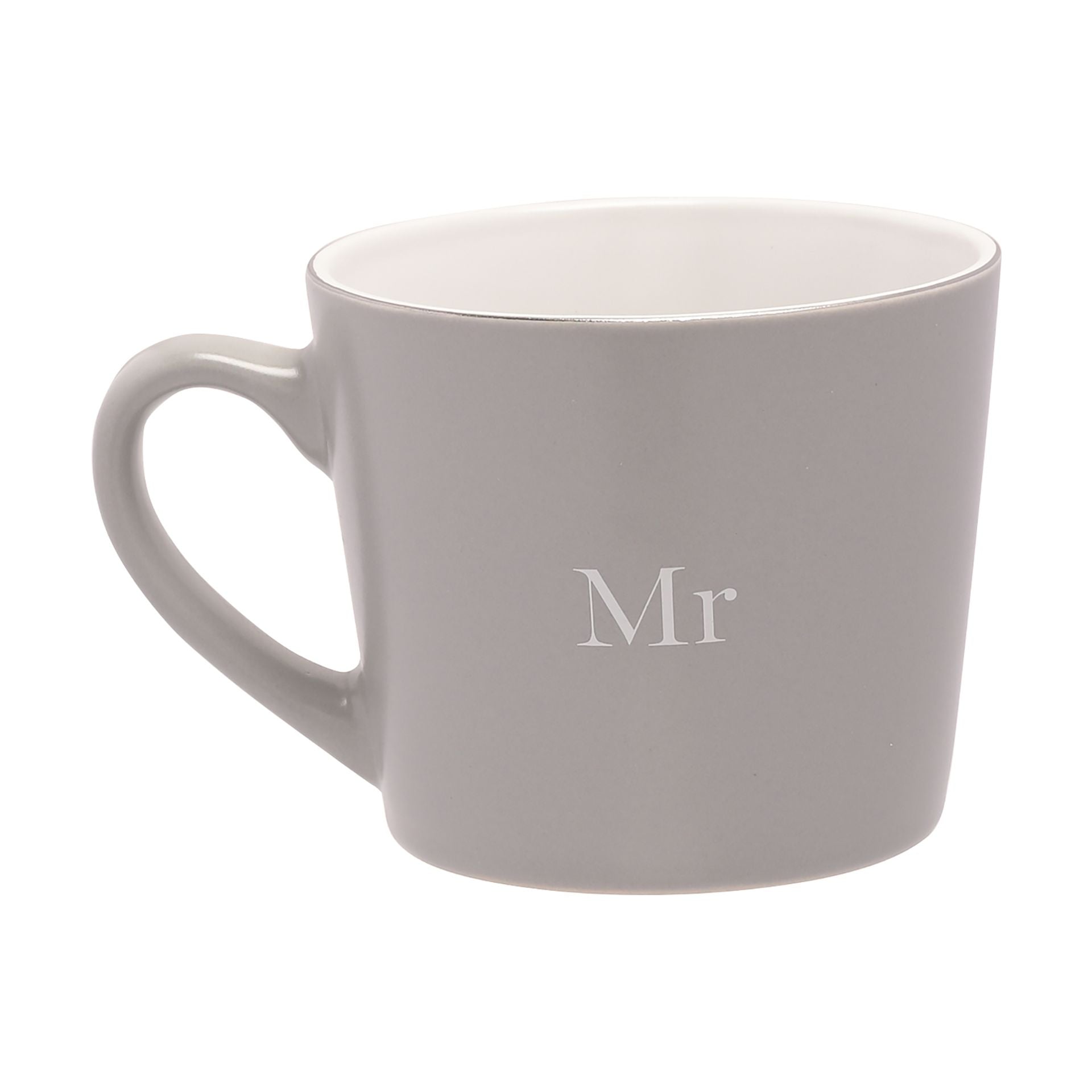 Amore Set of 2 Grey & White Mugs - Mr & Mrs