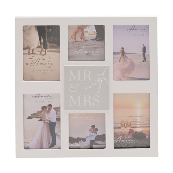 Amore Multi Apperture Photo Frame Mr & Mrs 35.5cm