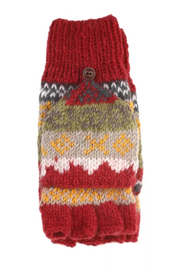 Pachamama Classic Fairisle Glove Mitts Rust