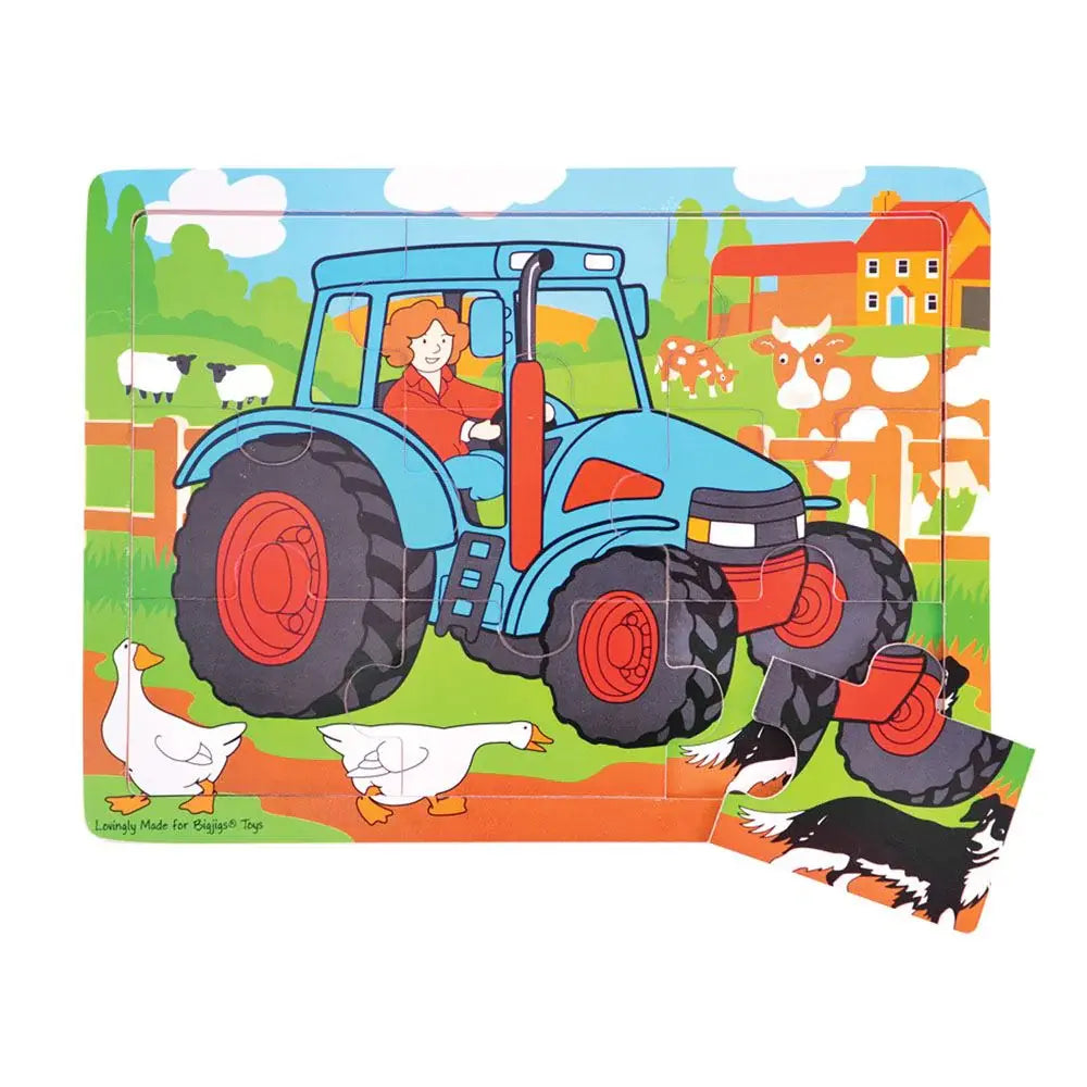 Bigjigs 9 Piece Tray Puzzle - Tractor