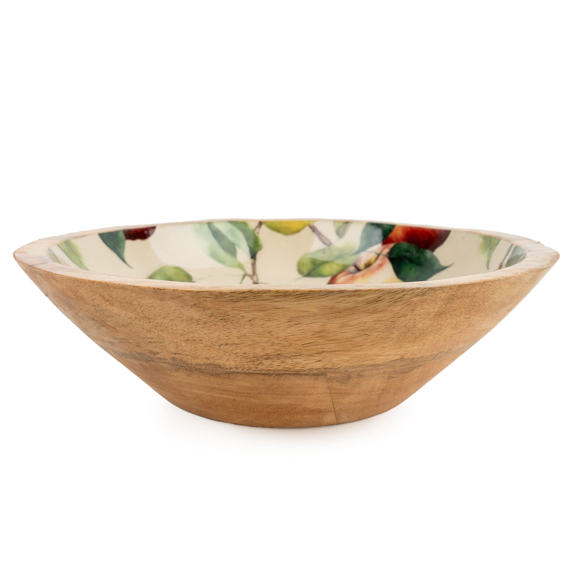 Candlelight Large Mango Wood Bowl - Apples and Pears