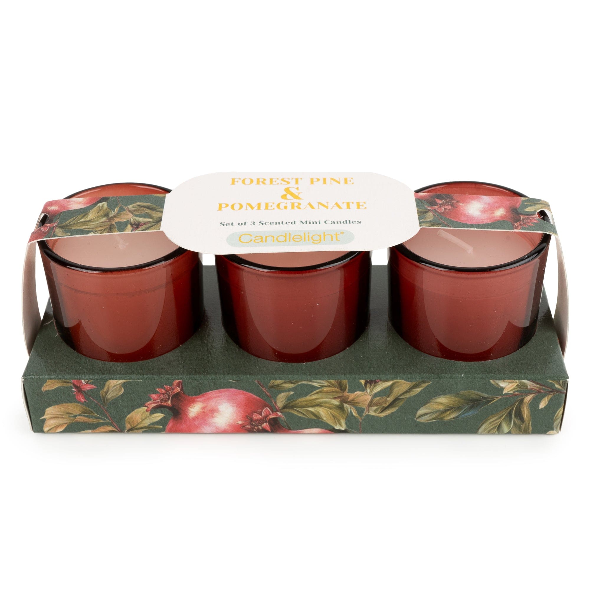 Candlelight Set of 3 Votive Candles - Forest Pine & Pomegranate
