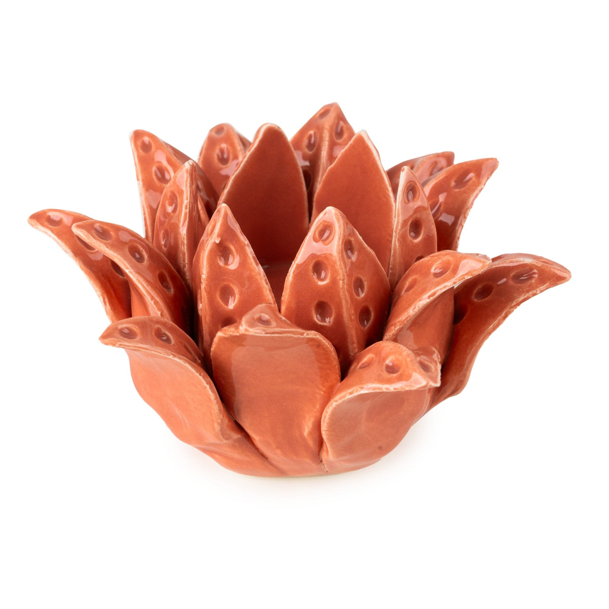 Candlelight Paradise Flower Tealight Holder Terracotta