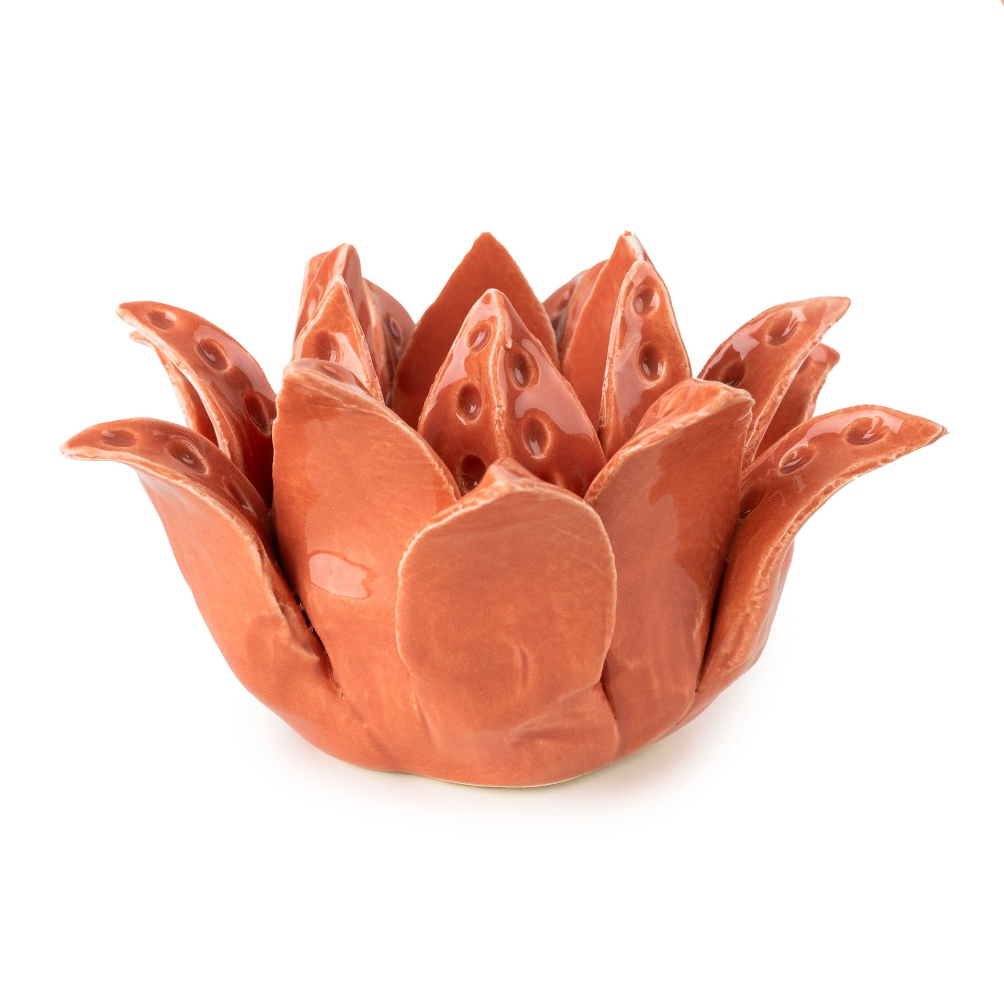 Candlelight Paradise Flower Tealight Holder Terracotta