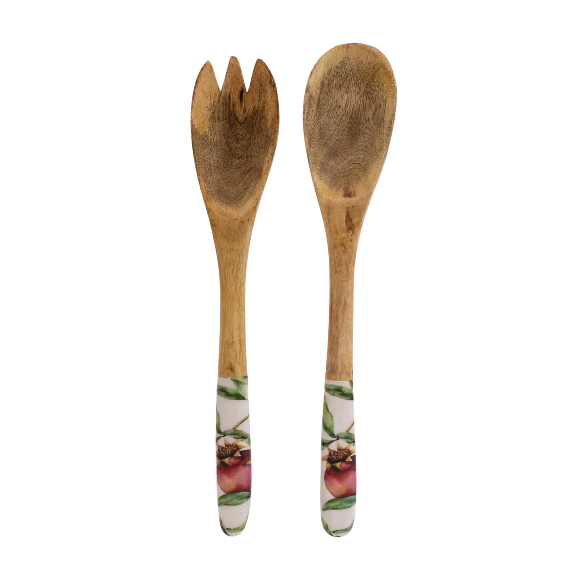 Candlelight Handcrafted Pomegranate Set of 2 Wooden Fork and Spoon