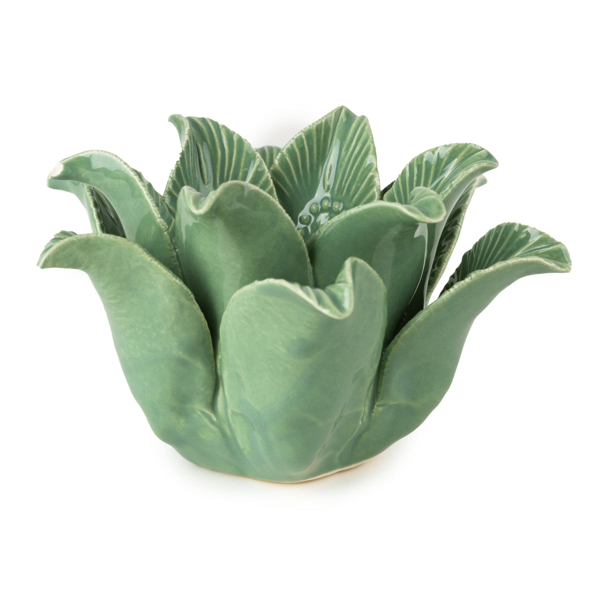Candlelight Lotus Flower Tealight Holder Green