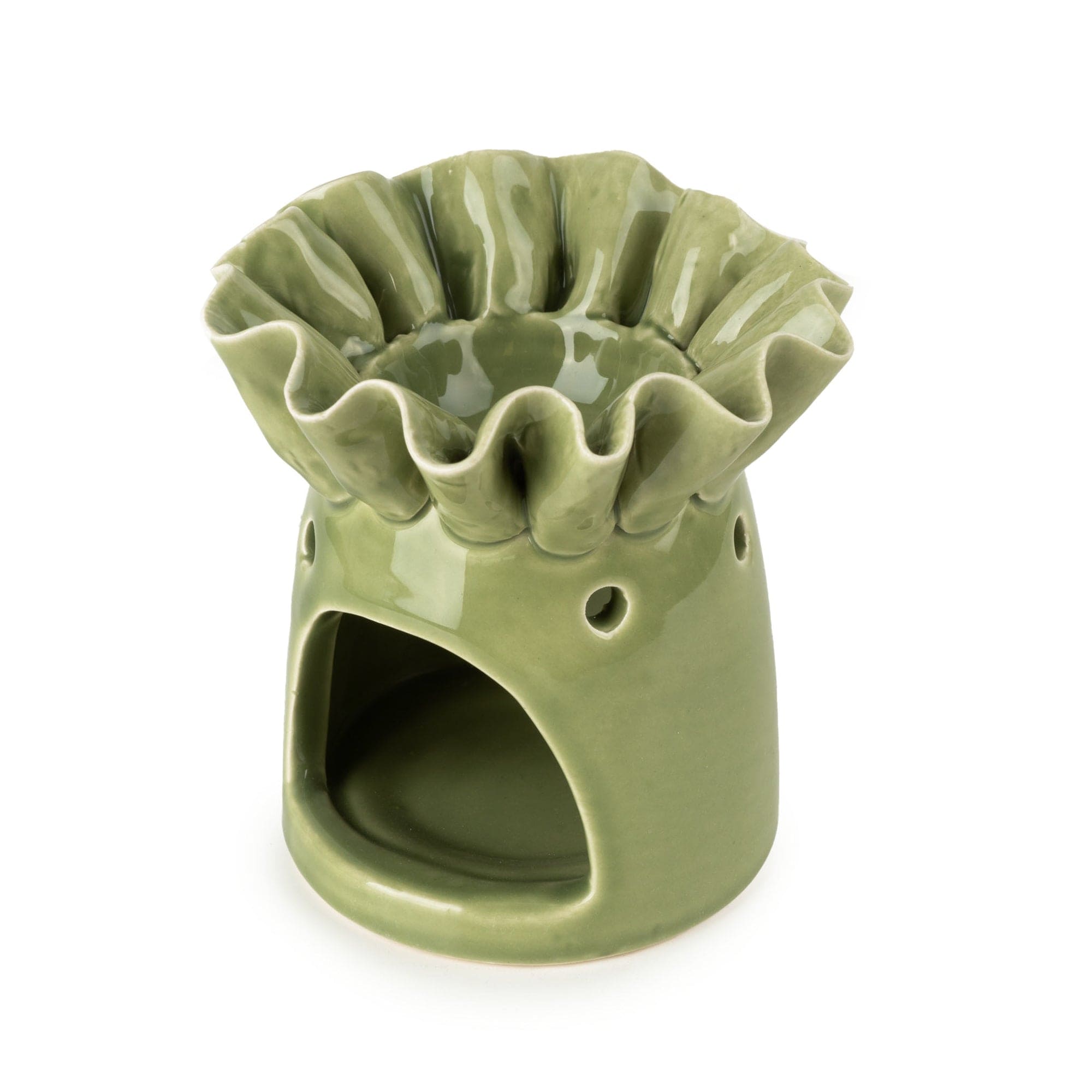 Candlelight Frill Rim Wax Burner Green