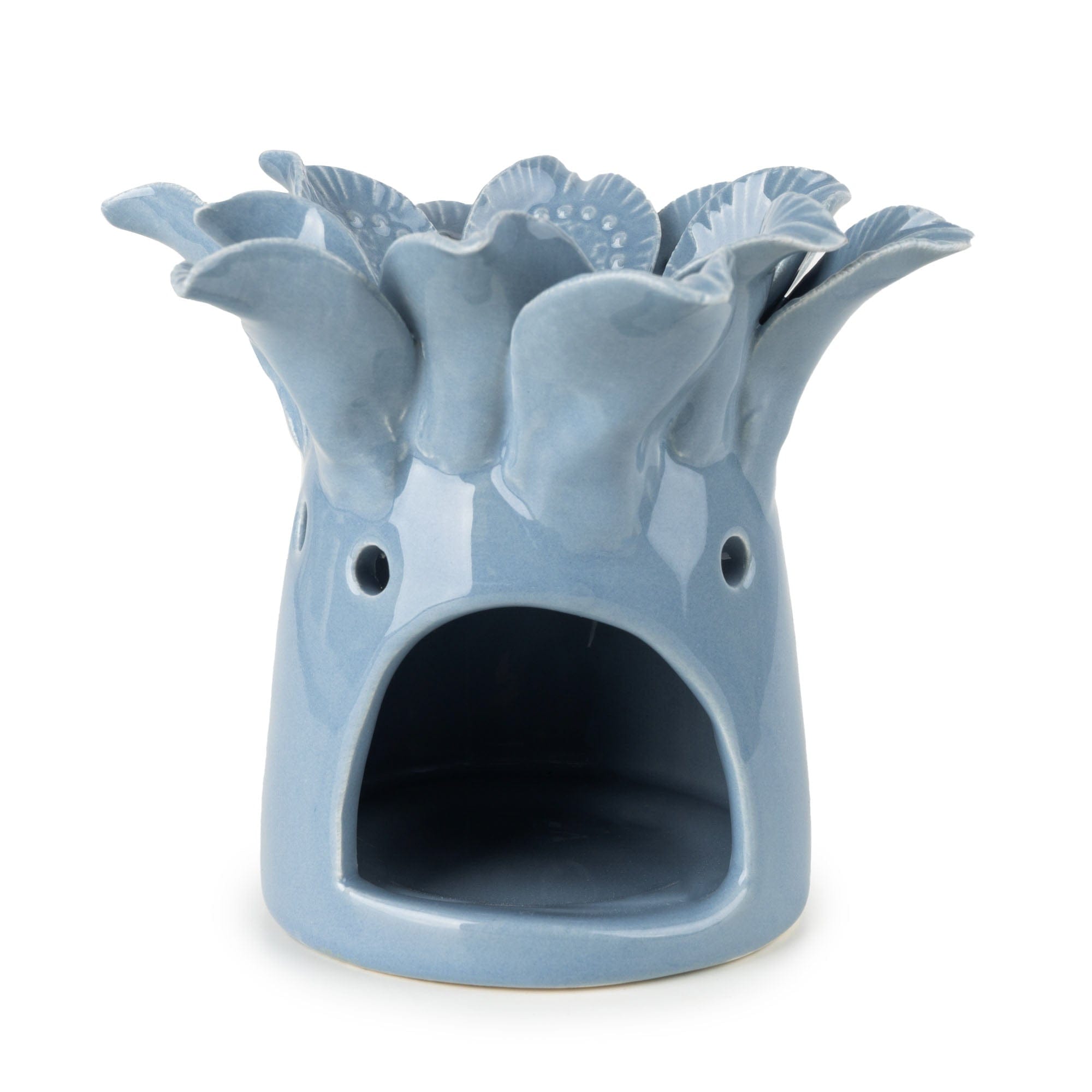 Candlelight Lotus Flower Shaped Wax Burner Blue