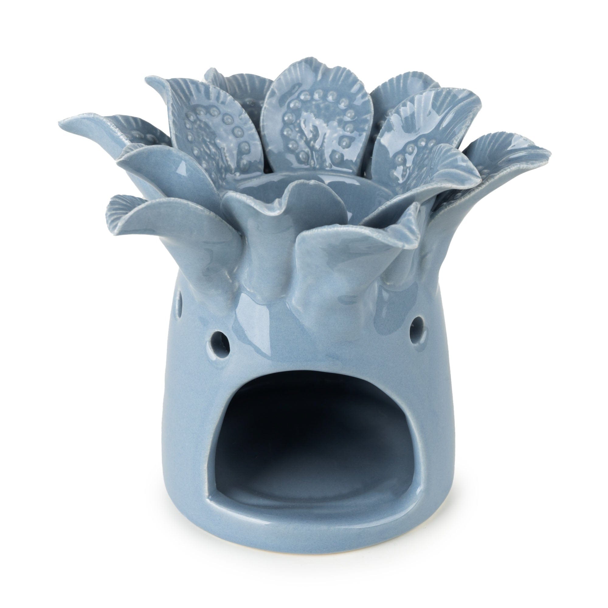 Candlelight Lotus Flower Shaped Wax Burner Blue