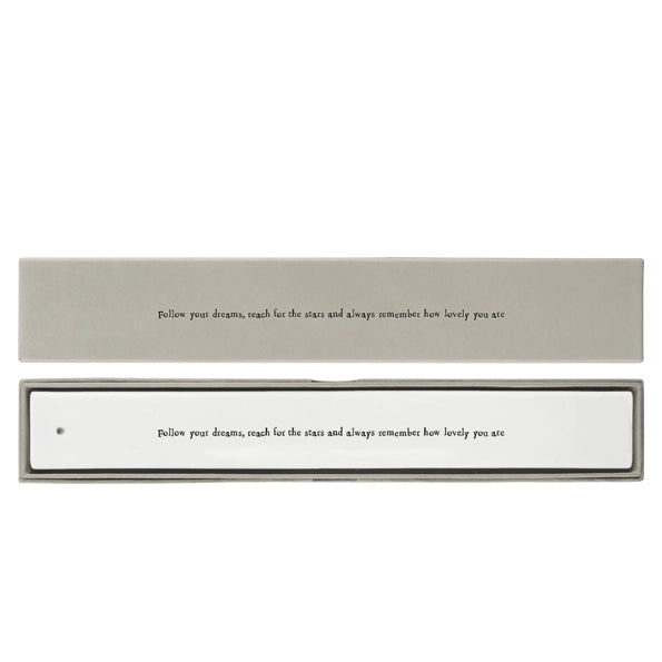 East Of India Porcelain Incense Holder 'Follow Your Dreams'