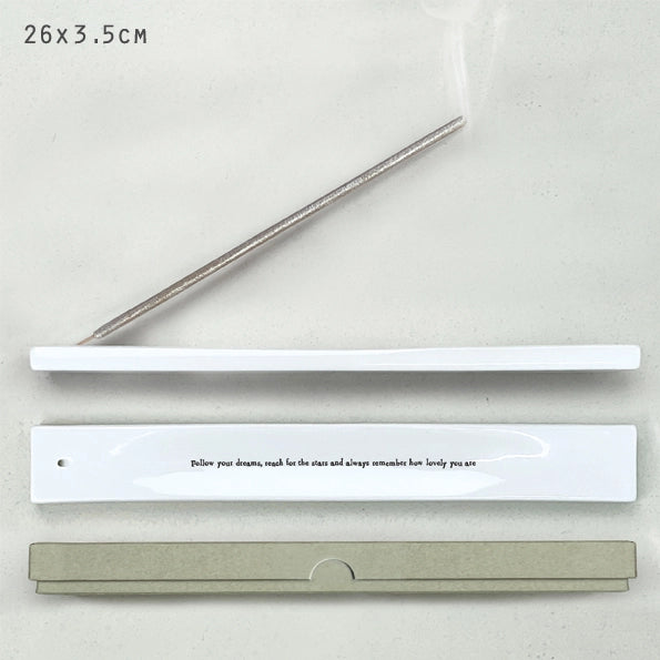 East Of India Porcelain Incense Holder 'Follow Your Dreams'