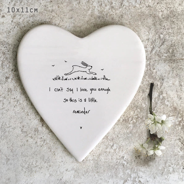 East Of India Porcelain Heart Coaster 'I Can'T Say I Love You Enough'