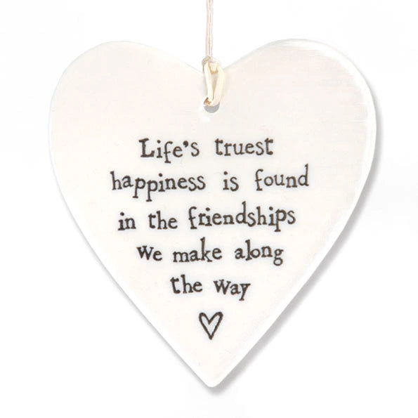 East Of India Porcelain Round Heart 'Lifes Truest Happiness'