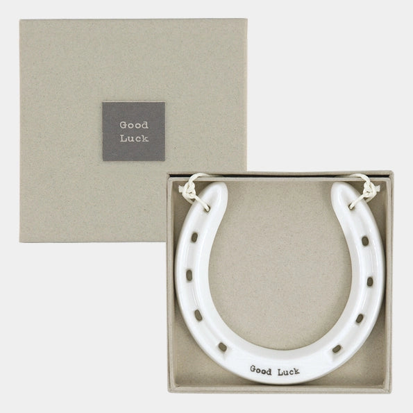 East Of India Porcelain Horseshoe 'Good Luck'