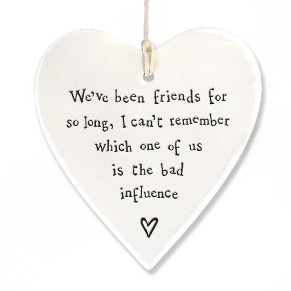 East Of India Porcelain Round Heart 'Bad Influence'