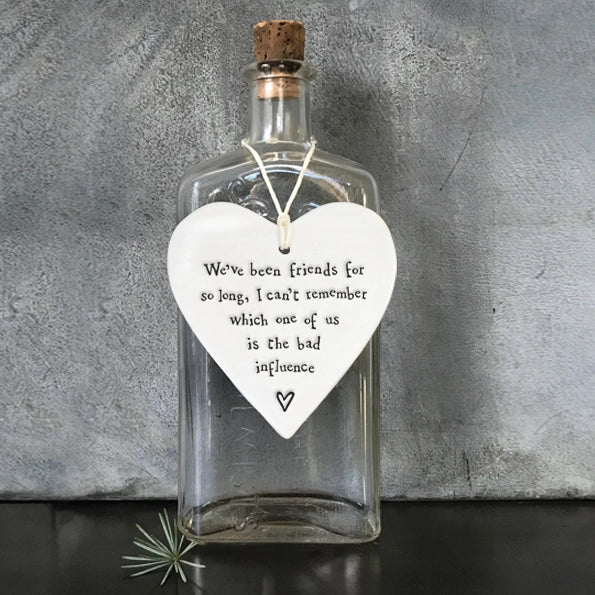East Of India Porcelain Round Heart 'Bad Influence'