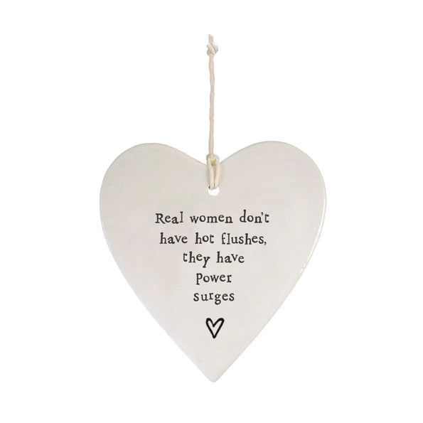 East Of India Porcelain Round Heart 'Real Women Hot Flushes'