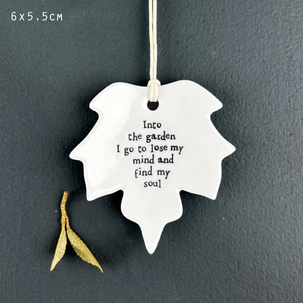 East Of India Porcelain Leaf 'Into The Garden I Go'