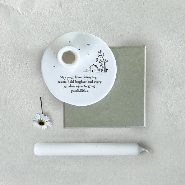 East Of India Candle Holder 'May Your Home Know Joy'