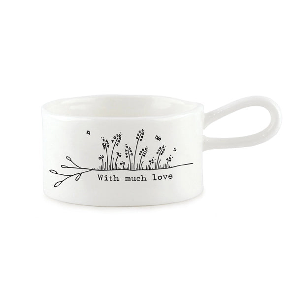 East Of India Porcelain Handled Tea Light Holder 'With Much Love'