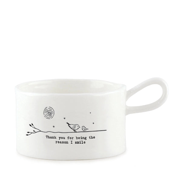 East Of India Porcelain Handled Candle Holder 'Thank You Smile'