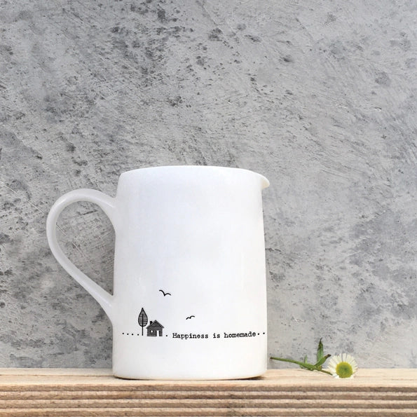 East Of India Porcelain Jug Small 'Happiness Is Homemade'