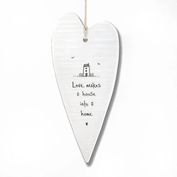 East Of India Wobbly Long Heart 'Love Makes A House Into A Home'