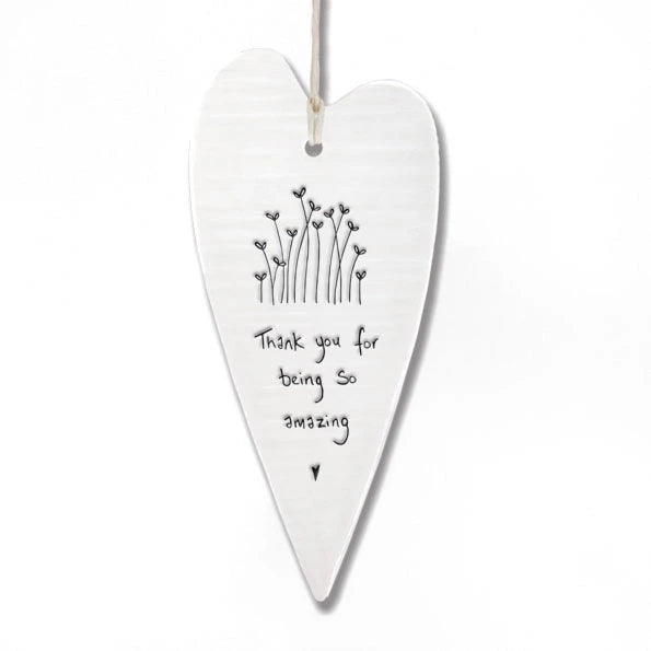 East Of India Wobbly Long Heart 'Thank You Amazing'