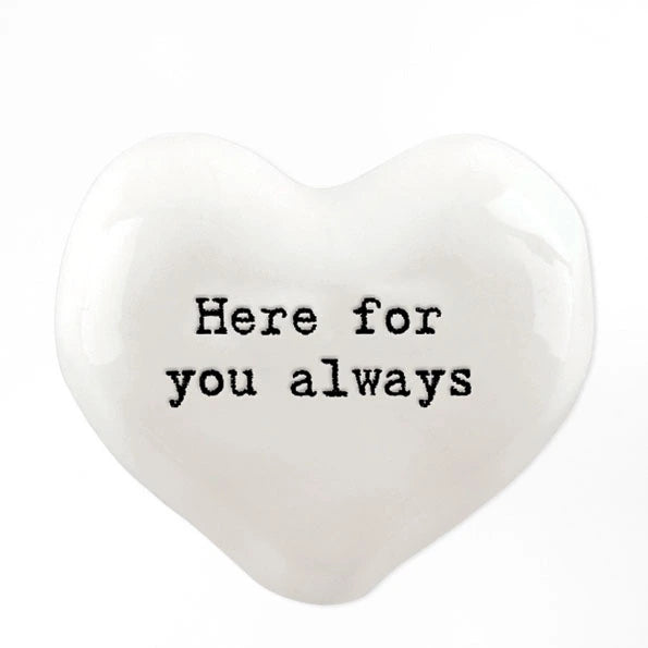 East Of India White Heart Token 'Here For You Always'