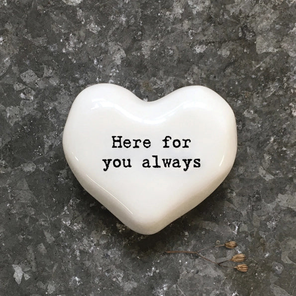 East Of India White Heart Token 'Here For You Always'