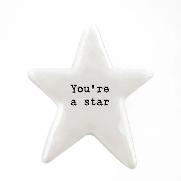 East Of India Porcelain Star Token 'You're A Star'