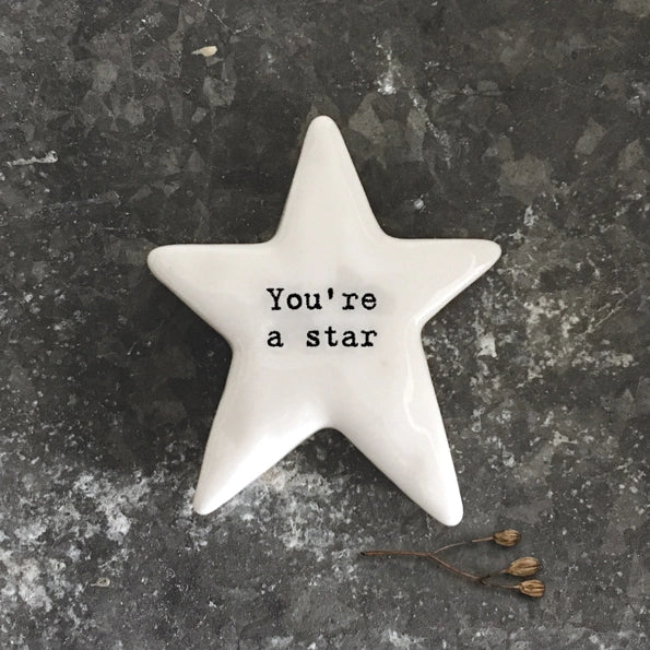 East Of India Porcelain Star Token 'You're A Star'