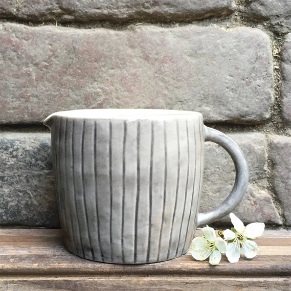 East Of India Rustic Scratched Lines Jug