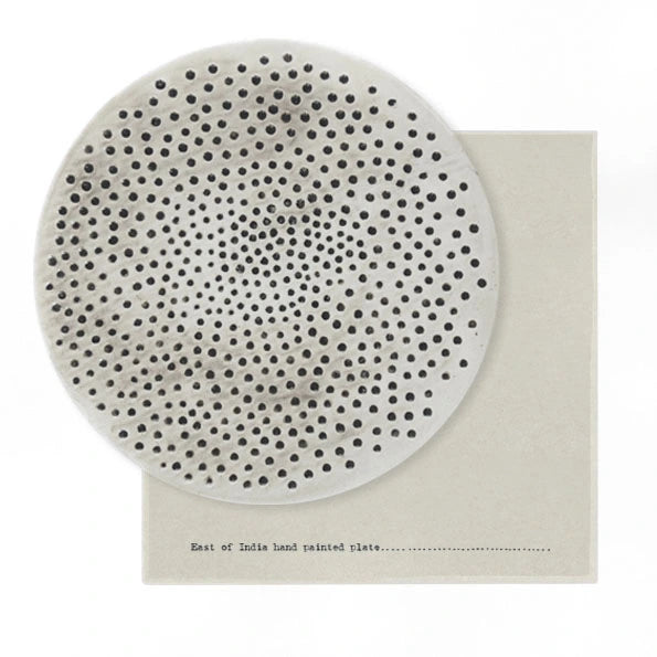 East Of India Porcelain Rustic Plate Dimpled Spots