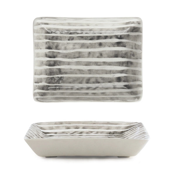 East Of India Porcelain Oblong Dish Painted Stripe