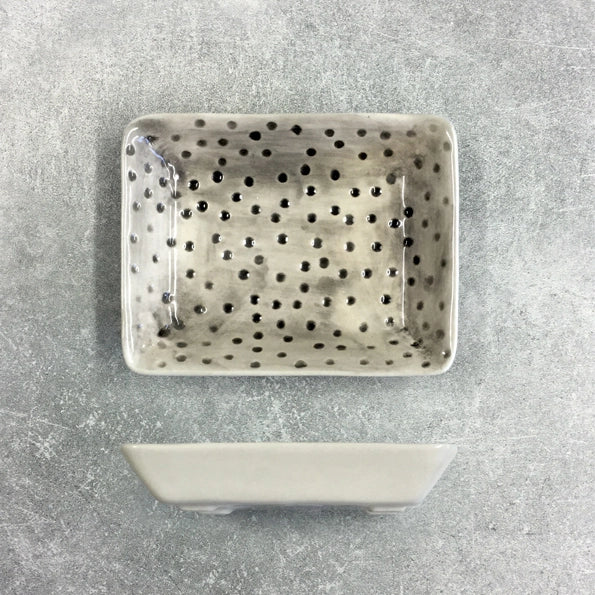 East Of India Porcelain Oblong Dish Dimpled Spot