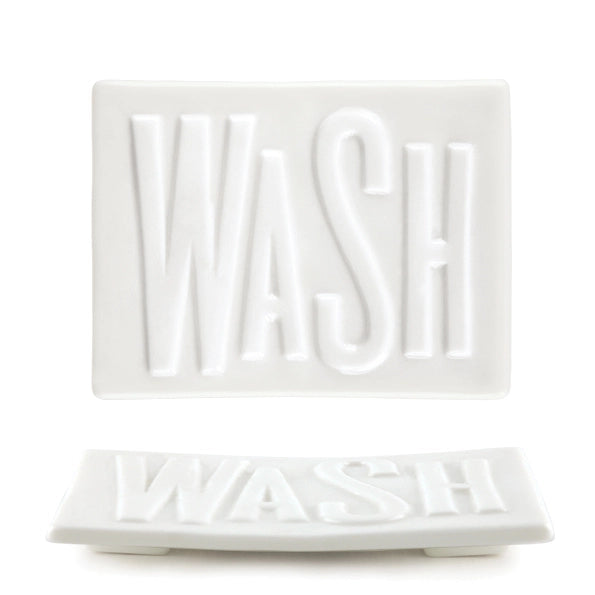 East Of India Porcelain Soap Dish 'Wash'