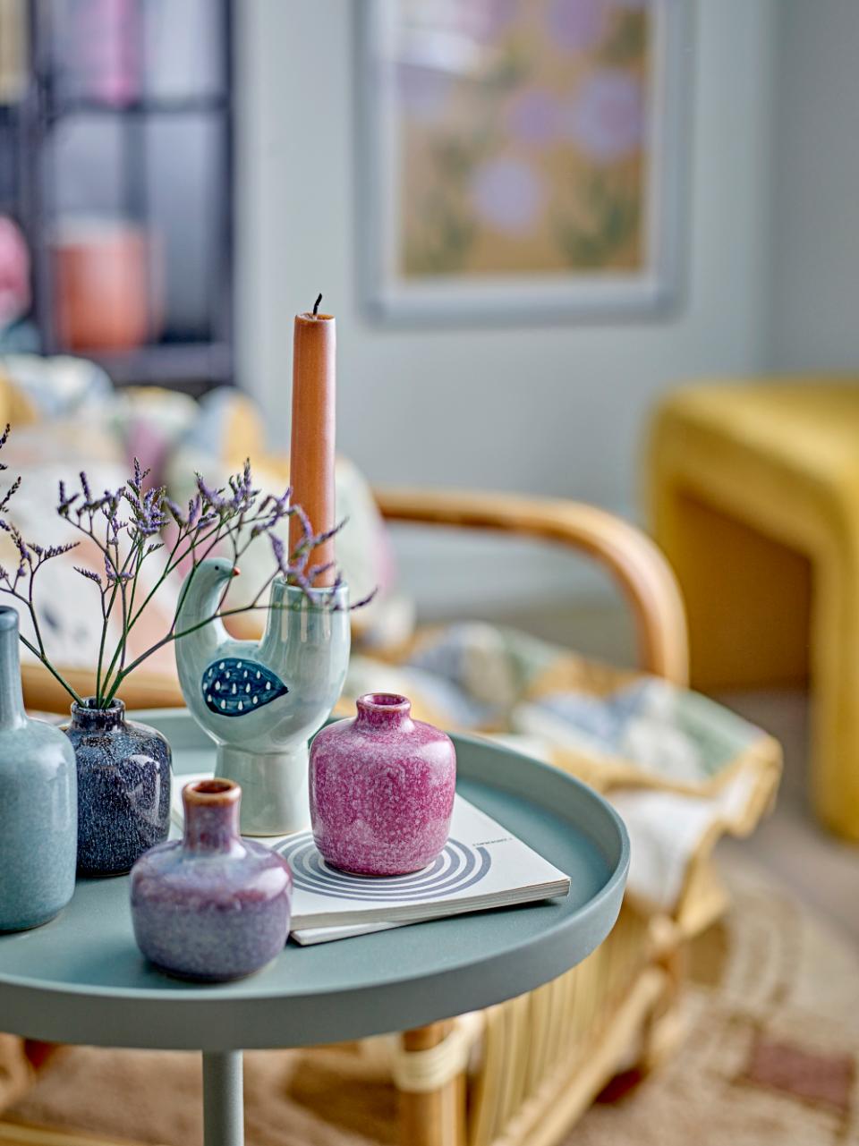 Bloomingville Trudy Candle Holder Blue Stoneware