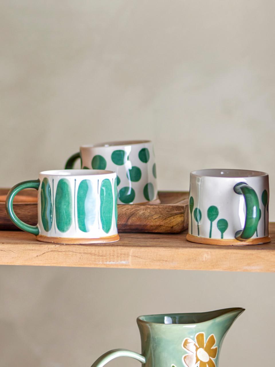 Bloomingville Linora Mug Green Stoneware Single