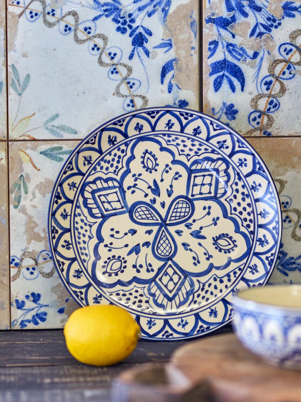 Bloomingville Karlie Plate Blue Stoneware