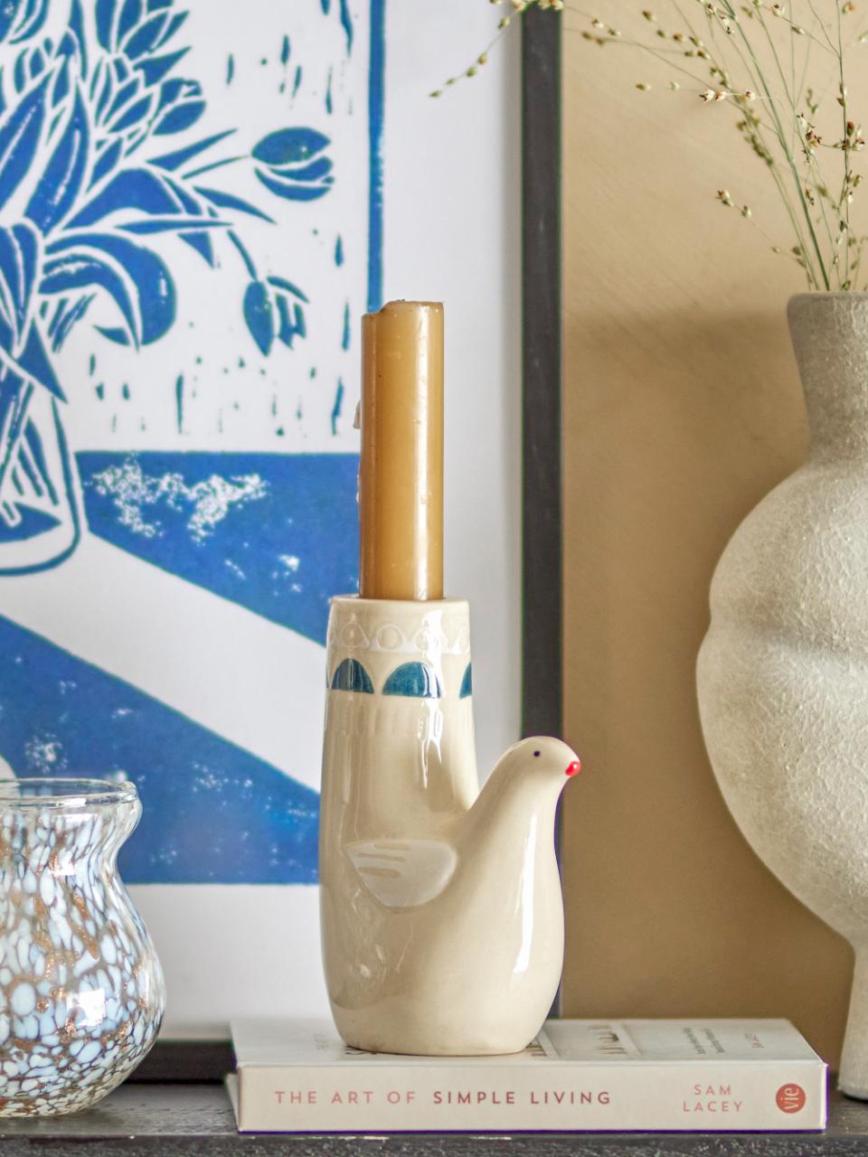 Bloomingville Trudy Candle Holder White Stoneware