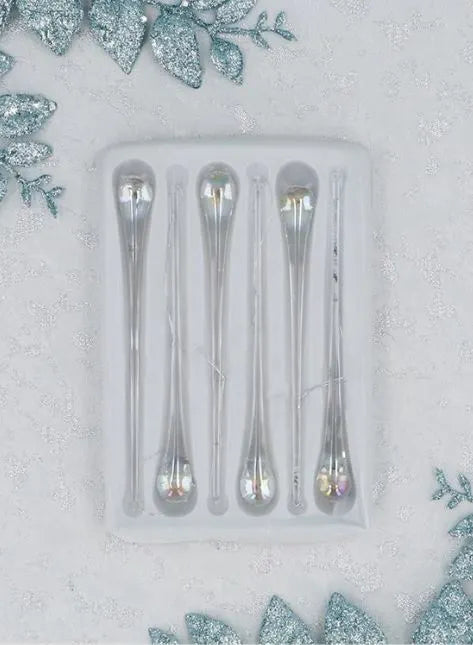 Gisela Graham Irid Glass Raindrop (Box of 6) - 130mm